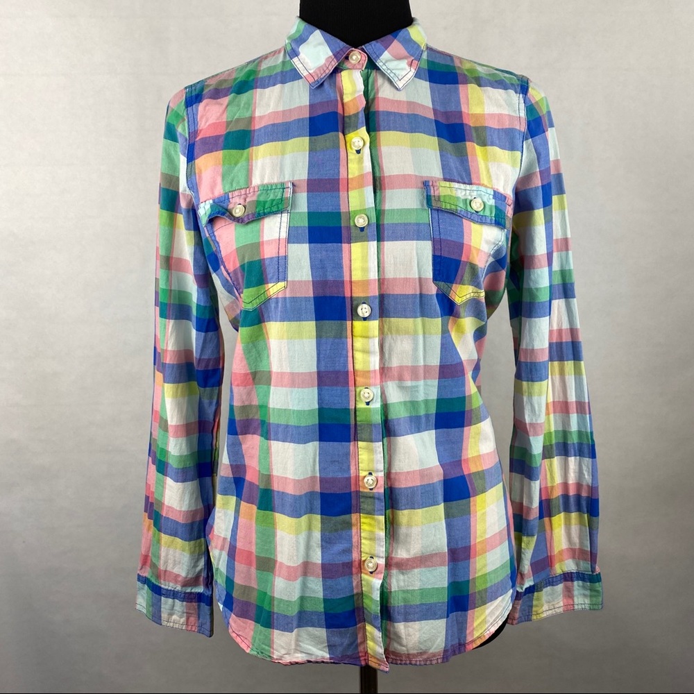 Old Navy Button Up Plaid LS Shirt Size Medium